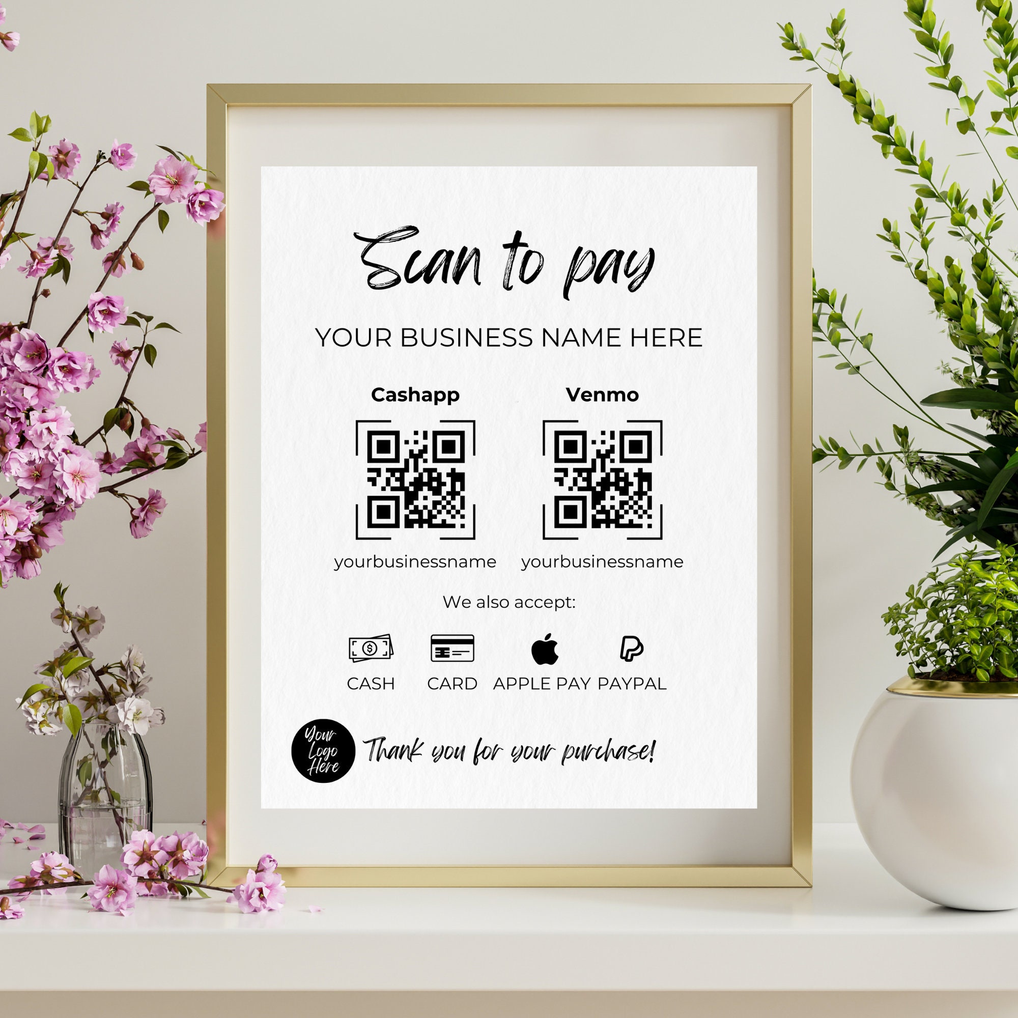 Business Sign Template: Digital Download, Canva QR Code &amp; Scan-to-pay ...
