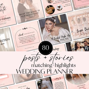 Wedding Planner Instagram Template: 80 Posts, Stories & Highlights (Digital Assets)