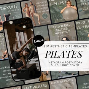 Pilates Instagram Kit: Wellness & Fitness Canva Templates