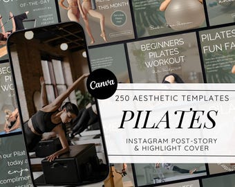 Pilates Instagram Kit: Wellness & Fitness Canva Templates