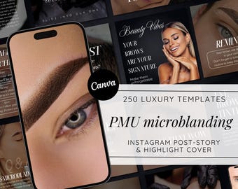 Microblading Instagram Templates: Brow Tech & PMU Canva Posts