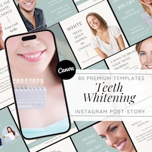 Publicación de historias de Instagram sobre blanqueamiento dental: plantillas de dentistas para redes sociales, folletos y publicaciones de marca de kits de blanqueamiento dental