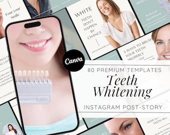 Teeth Whitening Instagram Post Templates: Dentist Social Media (Canva)
