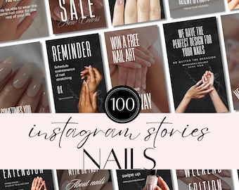 Nail Tech Instagram Stories Templates | Canva Branding Kit for Nail Salons & Artists | Engaging Nails Design Posts