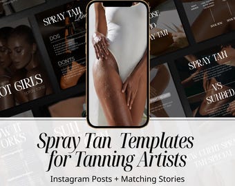 Spray Tan Instagram Templates | Tanning Salon Social Media Kit | Canva Posts & Stories | Spray Tan Artist Marketing | Tanning Bundle