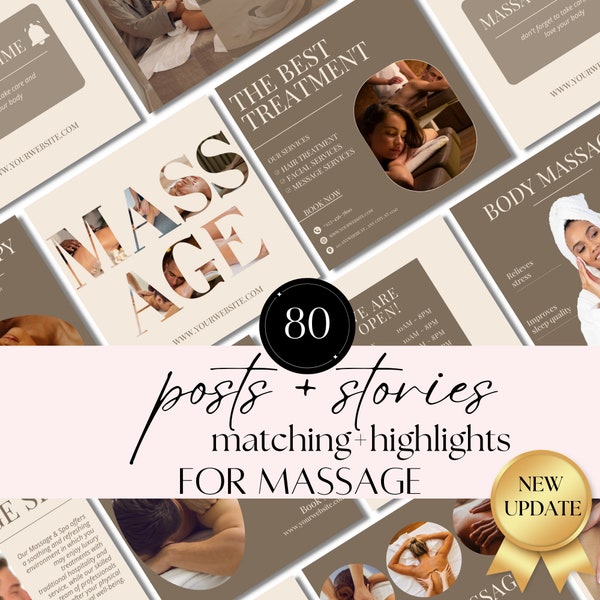 Massage Instagram Templates: Beauty Business, Esthetician Feed, Boho Posts, Editable Canva, Spa Instagram, Skin Care And Therapist Posts