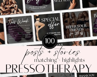 Pressotherapy Instagram Canva Templates | Massage Therapist Social Media Posts | Spa & Wellness Content Design for Therapists