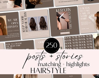 250 Hair Salon Template Instagram Posts, Stories, HighLight, Hair Stylist Quotes For Beauty Salon
