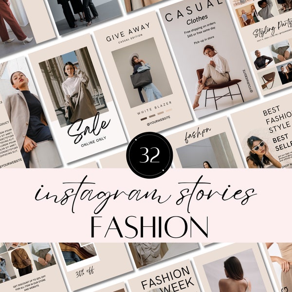 Fashion Instagram Stories Templates | Boutique Instagram Stories Feed | Canva Fashion Blogger Marketing | Social Media Branding Kit