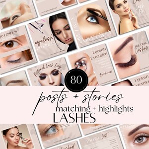 Lash Tech Instagram Post Templates | Canva Designs for Lash Artists, Extensions Marketing | Eyelashes Social Media Content for Beauty Pros