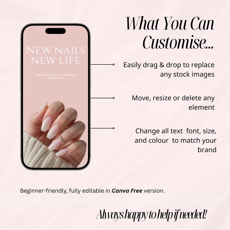 Pink Nail Instagram Templates | Nail Tech Social Media Kit | Canva ...