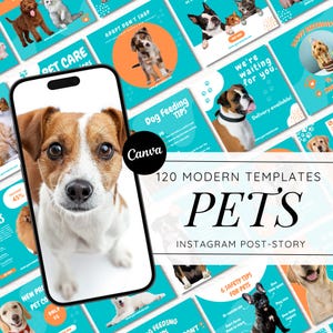 Pet Business Instagram Post Templates: 120 Canva Designs