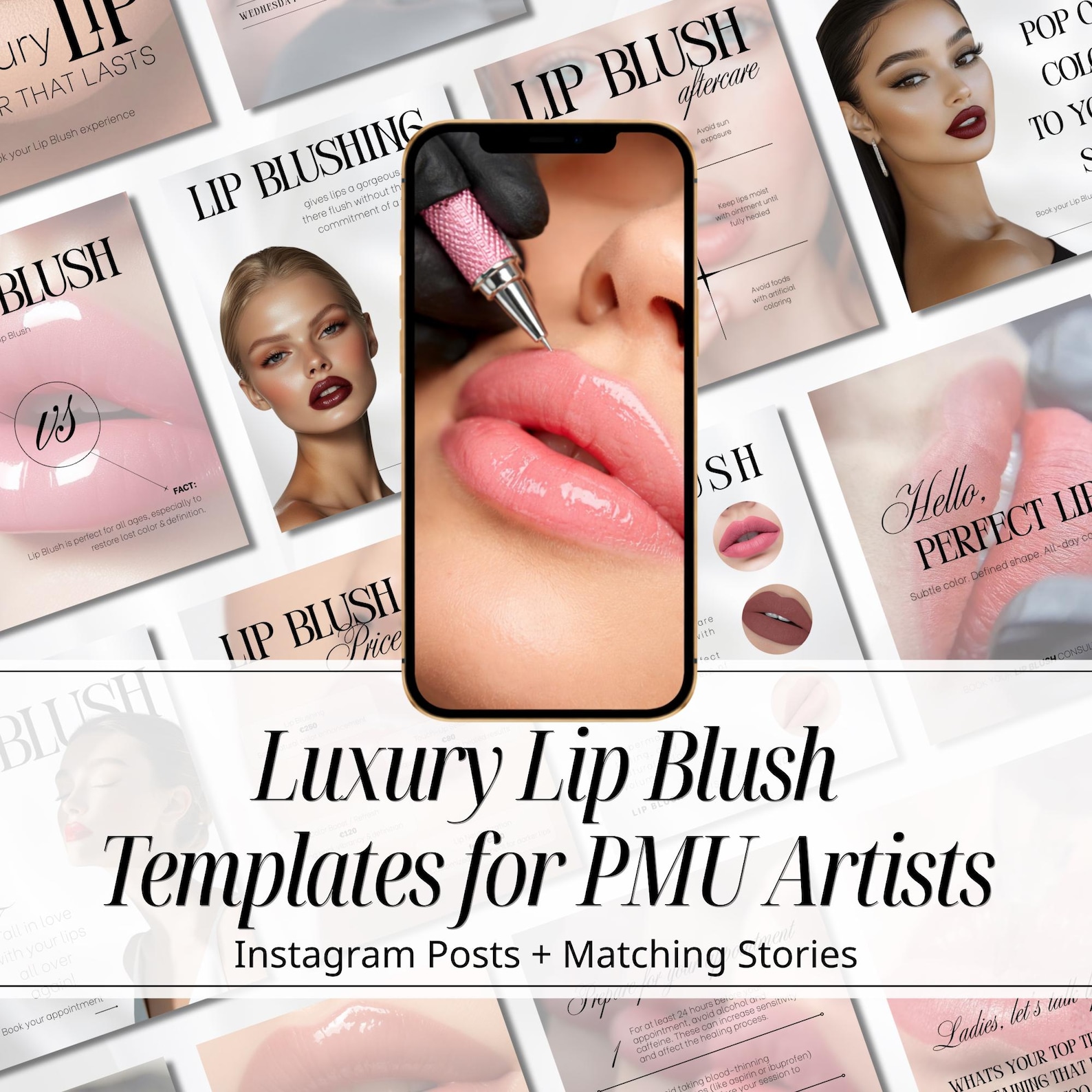 Lip Blush Instagram Templates | PMU Artist Social Media Kit | Permanent ...