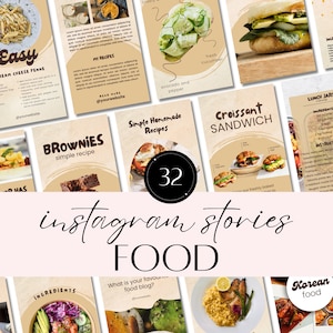 Food Instagram Story Templates: Canva Recipe Designs (Digital Download)