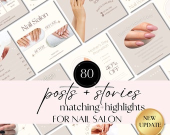 Nail Salon Branding Kit: Canva Templates, Social Media Posts