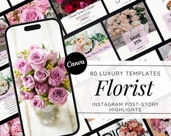 Floral Instagram Templates: Flower Shop Social Media Planner (Canva)