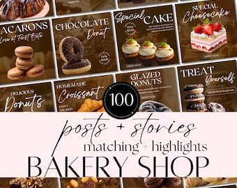 Bakery Branding Instagram Post Templates | Canva Designs for Cake Business & Dessert Marketing | Food Blogger Social Media Kit