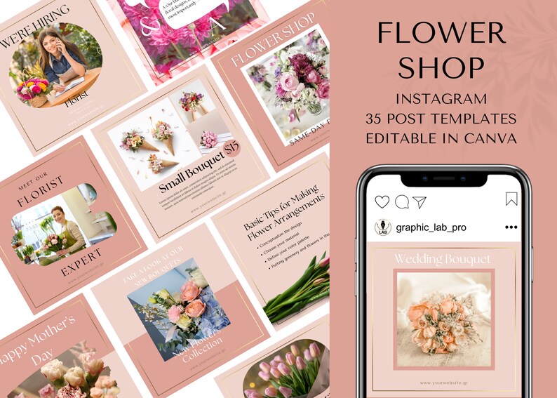 Flower Shop Template Florist Instagram Boost Minimalist Etsy