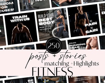 Fitness Instagram Canva Templates | Inspiring Quotes & Gym Posts | Personal Trainer Social Media Kit for Wellness Stories