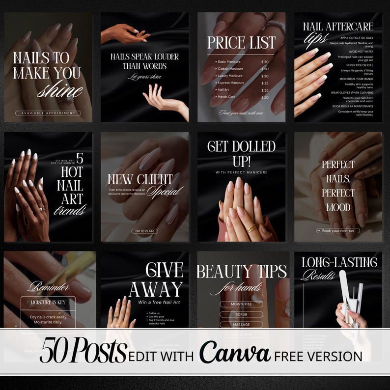 Nail Salon Instagram Templates | 50 Nail Tech Social Media Posts ...