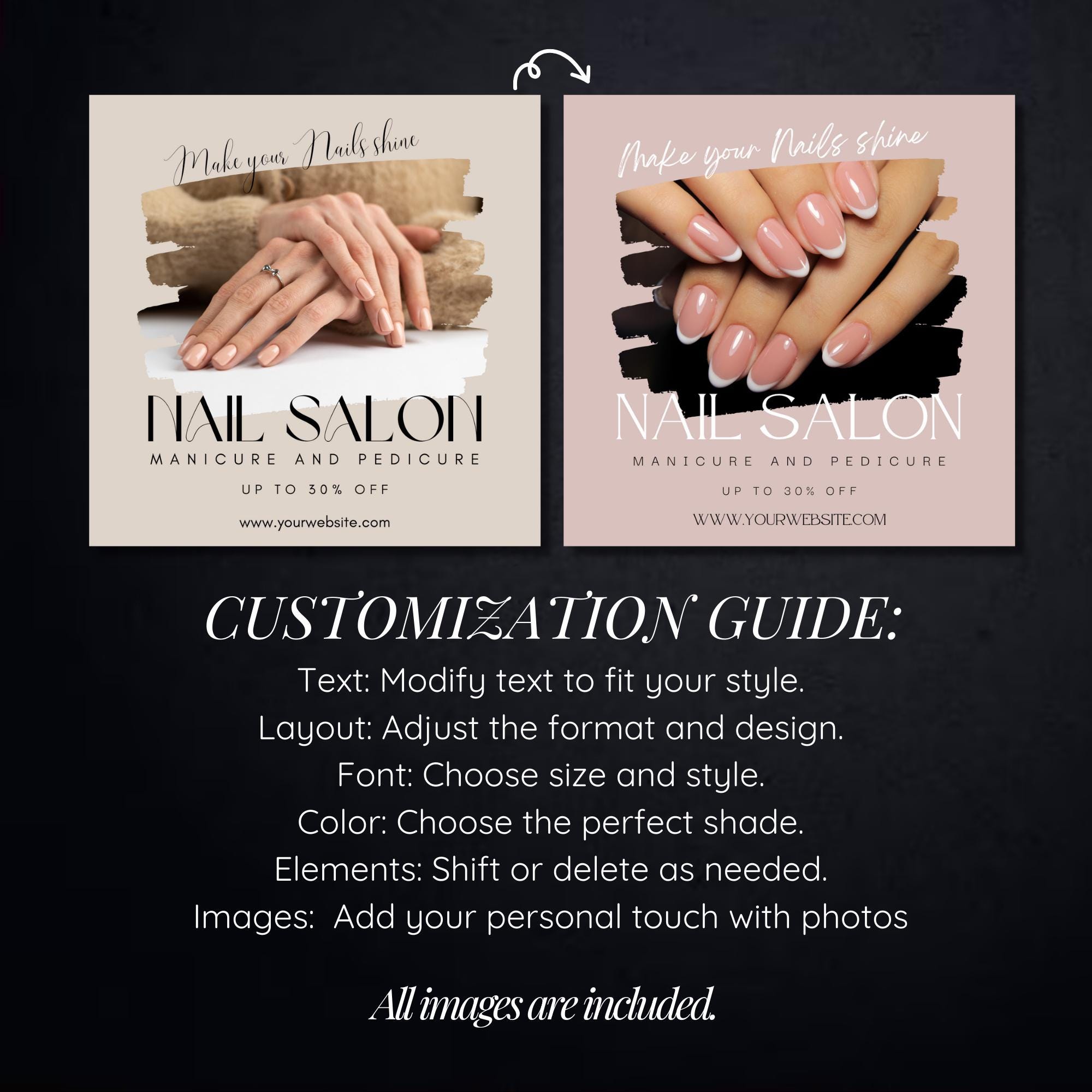 Nail Salon Instagram Templates | Nail Tech Social Media Kit | Canva ...