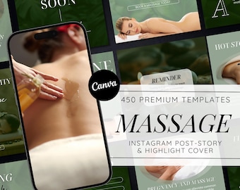 Luxury Massage Instagram Templates: Spa Canva Branding Kit