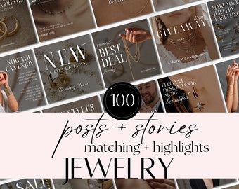 Jewelry Posts Canva Template for Social Media Coaches | Luxury Instagram Marketing Kit | Digital Branding for Jewelry Businesses