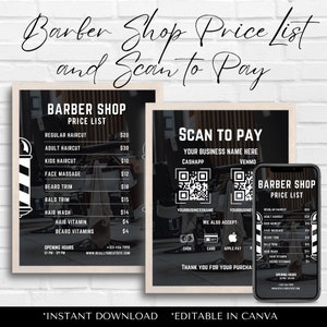 Barber Shop Price List Template | Editable Barber Menu Flyer | Barbershop Branding Brochure | Digital Template For Pricing & Services