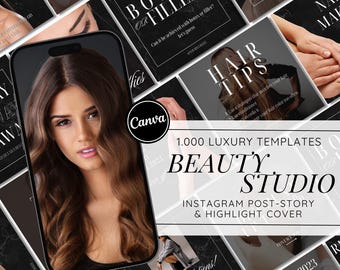 1000 Beauty Business Instagram Templates | Canva Social Media Kit | Salon Posts & Stories | Aesthetic Marketing Bundle | Esthetician Kit