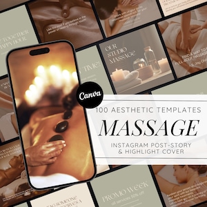 Massage Instagram Post Templates: Canva Branding for Therapists, Spa & Esthetician Feed, Social Media for Massage Promotion And Engagement