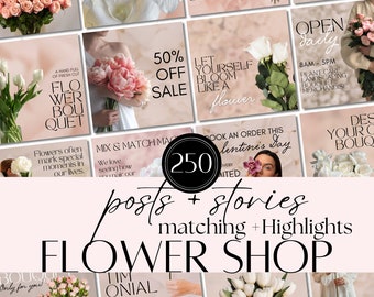 Floral Designer Social Media Post Templates | Canva Florist Marketing Kit | Instagram Highlights & Flower Quotes | Instant Download