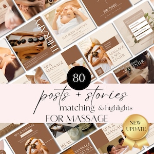 Massage Instagram Template | Therapist Instagram Posts | Spa Canva Template For Esthetician Social Media