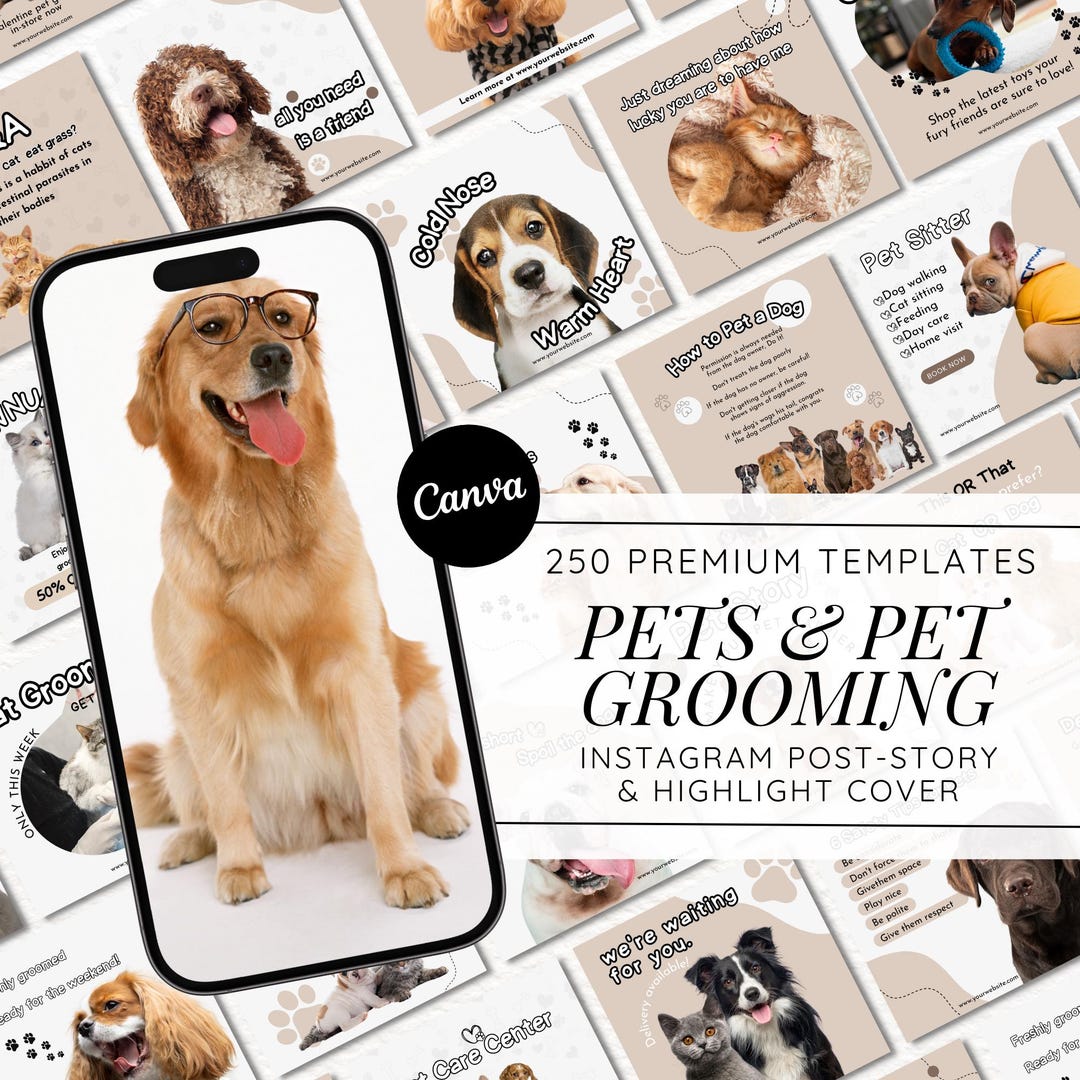 Buy Dog Grooming Instagram Templates: Pet Salon Canva Posts Online in India 