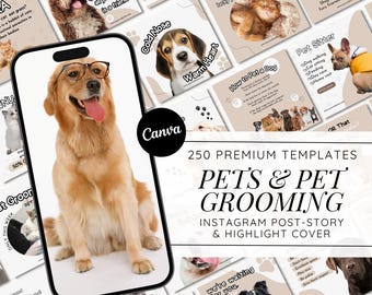 Szablony na Instagram dla pielęgnacji psów: Posty Canva dla salonu dla zwierząt