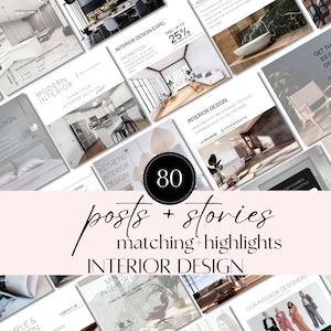 Minimalist Interior Design Instagram Post Templates: Canva Editable