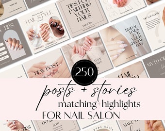 Nail Salon Posts: Social Media Branding for Nail Technicians, Canva Templates, Beauty Business Instagram, Design Quotes Artist Promotion Kit