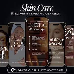 Skincare Instagram Reels Templates: Medspa & Esthetician (Canva)