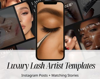 Lash Artist Instagram Templates | Eyelash Extension Social Media Kit | Canva Posts & Stories | Salon Marketing | Lash Tech Branding