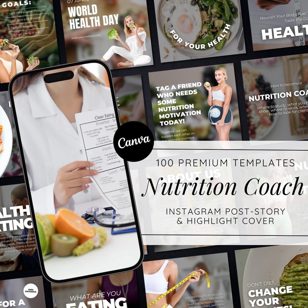 Nutrition Coach Instagram Templates: Health & Wellness Canva Kit - Etsy