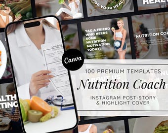 Nutrition Coach Instagram Templates: Health & Wellness Canva Kit