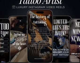 Tattoo Artist Instagram Reels: 50 Canva Video Templates (Digital Download)