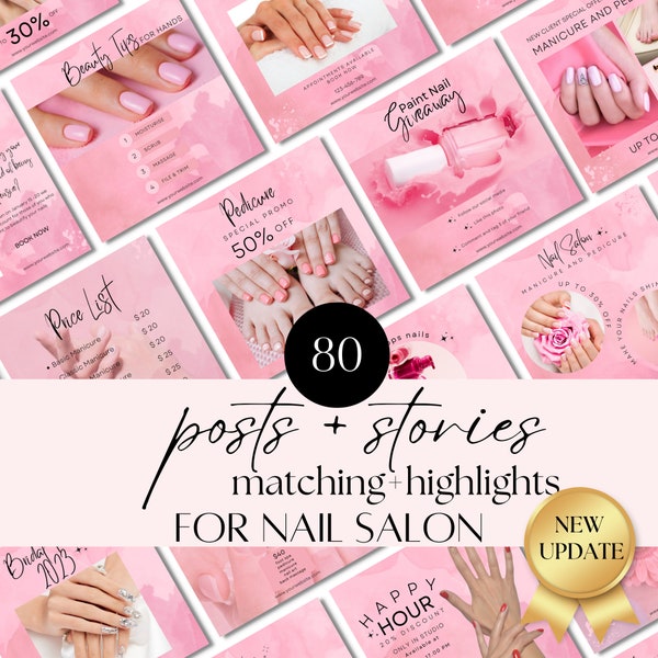 Branding Kit: Nail Tech Posts, Canva Templates, Nail Artist Icons & Zitate. Steigere deinen Feed in Nagelstudio | Pink Nail Tech Social Media Inhalt