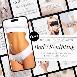 Body Sculpting Template for Instagram | Luxury Spa Post & Branding Kit | Esthetician Social Media DIY | Body Contouring Sculpt Templates