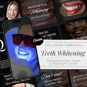 Teeth Whitening Instagram Templates: Beauty Business Branding Kit (Canva)
