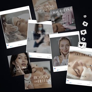 Botox & Fillers Instagram Posts and Stories: Esthetician Feed Templates ...