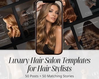 Hairstylist Instagram Templates | 100 Hair Salon Posts & Stories | Luxury Canva Bundle | Editable Hair Stylist Social Media Kit