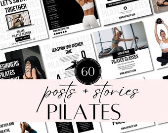 Pilates Coach Canva Templates | Aesthetic Instagram Content for Instructors | Digital Downloads for Pilates Studio & Wellness Social Media