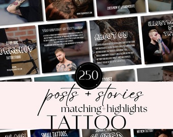 Tattoo Artist Canva Template for Instagram Branding | Editable Tattoo Shop Marketing Kit | Instagram Story & Post Design