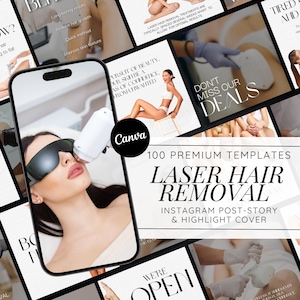 Laser Hair Removal Canva Templates: Salon Instagram Kit