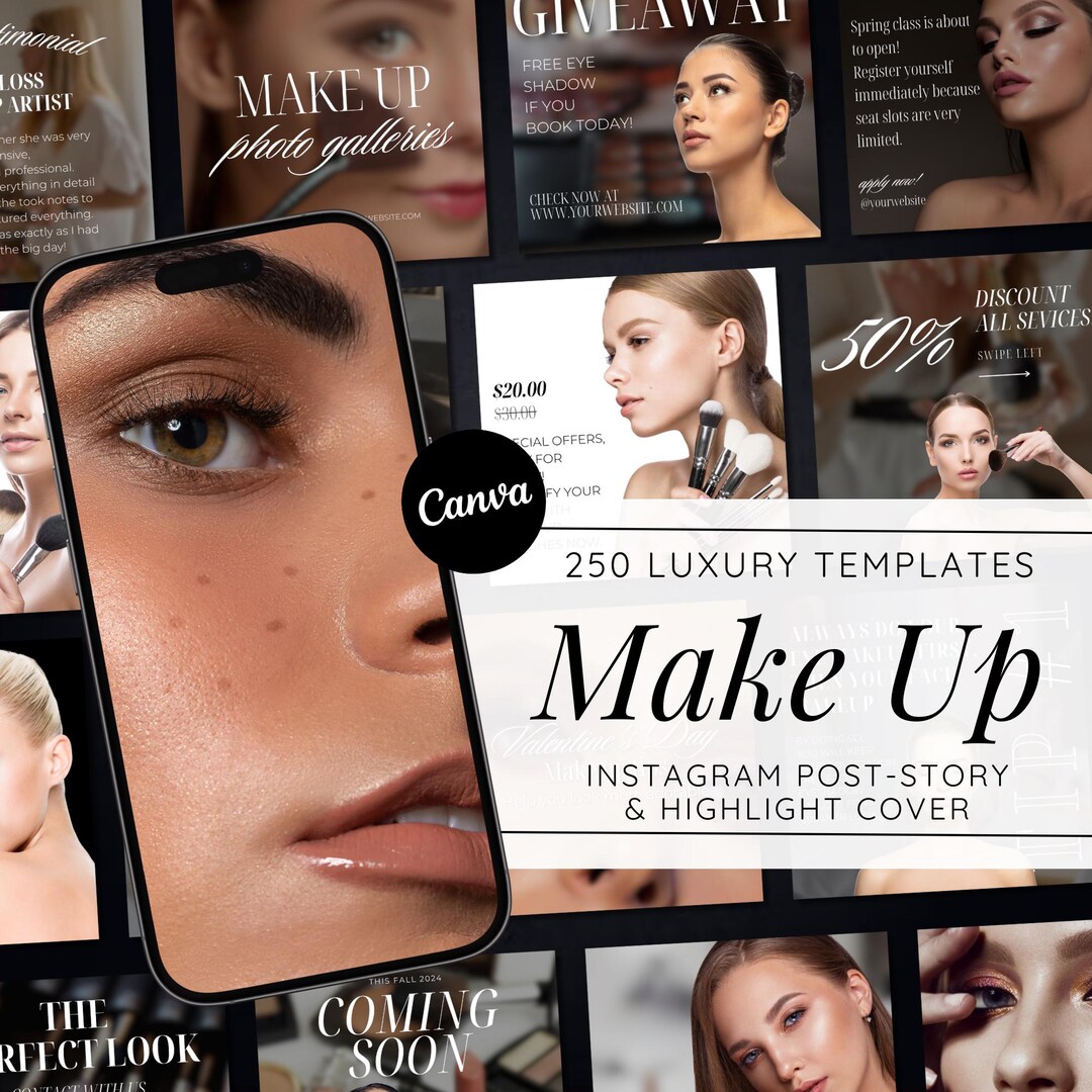 Beauty Instagram Canva Templates | Makeup Artist Social Media Kit ...